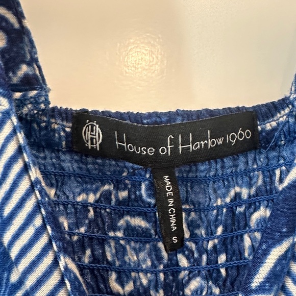 House of Harlow 1960 Blue Printed Tie-Front Tunic - Picture 2 of 8